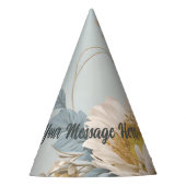 Elegant Blauw Bloemen Verjaardagsfeest Feesthoedjes (Voorkant)