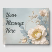 Elegant Blauw Bloemen Verjaardagsfeest Gastenboek (Voorkant)