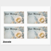 Elegant Blauw Bloemen Verjaardagsfeest Rechthoekige Sticker (Vel)