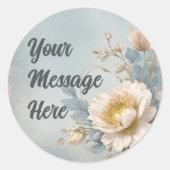 Elegant Blauw Bloemen Verjaardagsfeest Ronde Sticker (Voorkant)