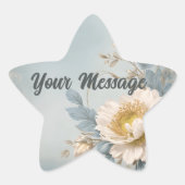 Elegant Blauw Bloemen Verjaardagsfeest Ster Sticker (Voorkant)