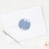 Elegant Blauw Bloemen Waterverf Bruiloft Ronde Sticker (Envelop)