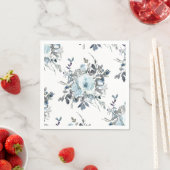 Elegant Blauw Bloemen Waterverf Bruiloft Servet (Insitu)
