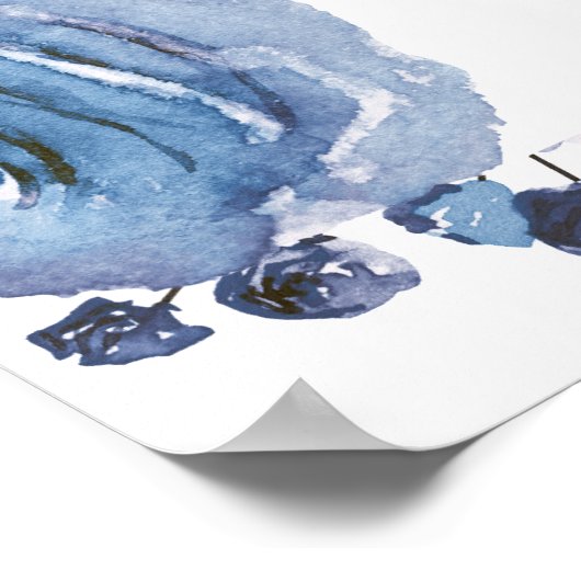 Elegant Blauw Bloemen Welkomstbord Baby shower Poster (Hoek)