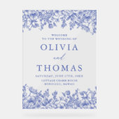 Elegant Blauw  Bloemen Wildbloem Bruiloft Acryl Bord (Voorkant)