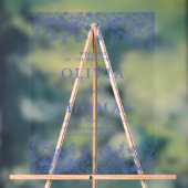 Elegant Blauw  Bloemen Wildbloem Bruiloft Acryl Bord (Neutraal)