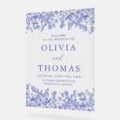 Elegant Blauw  Bloemen Wildbloem Bruiloft Acryl Bord (Hoek)