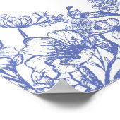 Elegant Blauw  Bloemen Wildbloem Bruiloft Poster (Hoek)