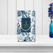 Elegant Blauw Bloemen Wit Gelukkige Verjaardagsnaa Klein Cadeauzakje