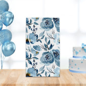 Elegant Blauw Bloemen Wit Gelukkige Verjaardagsnaa Klein Cadeauzakje