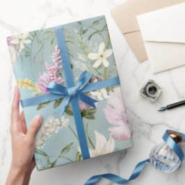 Elegant Blauw Bloemen Wrapping Papier