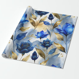 Elegant Blauw Bloemen Wrapping Papier