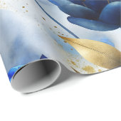Elegant Blauw Bloemen Wrapping Papier (Rol Hoek)
