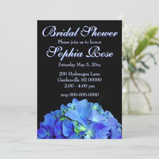 Elegant blauw bloemenblauw hortensia's Vrijgezelle Kaart (Staand voorkant)