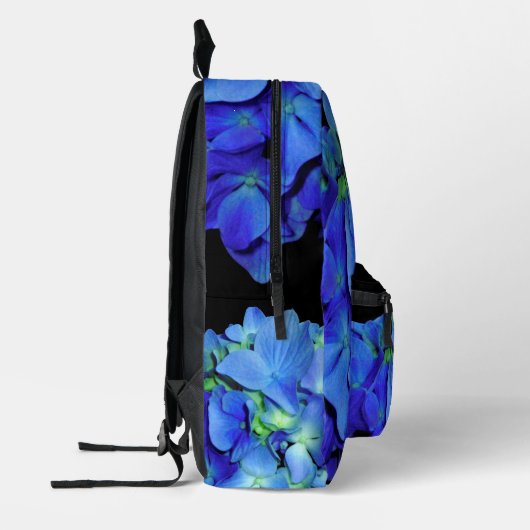 Elegant blauw bloemenblauw rozen blauw hortensia's bedrukte rugzak (Links)