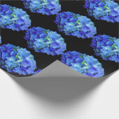 Elegant blauw bloemenblauw rozen blauw hortensia's cadeaupapier (Hoek)