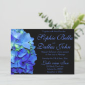 Elegant blauw bloemenblauw rozen blauw hortensia's kaart (Staand voorkant)