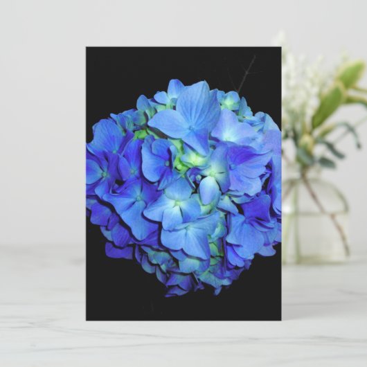 Elegant blauw bloemenblauw rozen blauw hortensia's kaart (Staand voorkant)