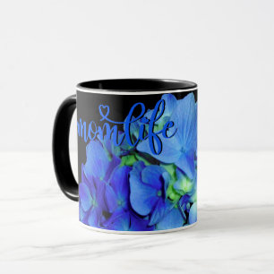 Elegant blauw bloemenblauw rozen blauw hortensia's mok