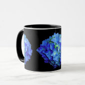 Elegant blauw bloemenblauw rozen blauw hortensia's mok (Voorkant links)