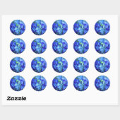 Elegant blauw bloemenblauw rozen blauw hortensia's ronde sticker (Vel)