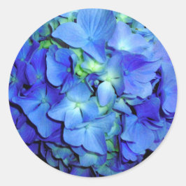 Elegant blauw bloemenblauw rozen blauw hortensia's ronde sticker