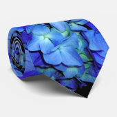 Elegant blauw bloemenblauw rozen blauw hortensia's stropdas (Opgerold)