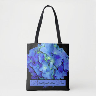 Elegant blauw bloemenblauw rozen blauw hortensia's tote bag