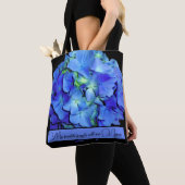 Elegant blauw bloemenblauw rozen blauw hortensia's tote bag (Dichtbij)
