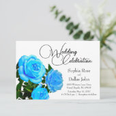 Elegant blauw bloemenblauw rozen blauw kaart (Staand voorkant)