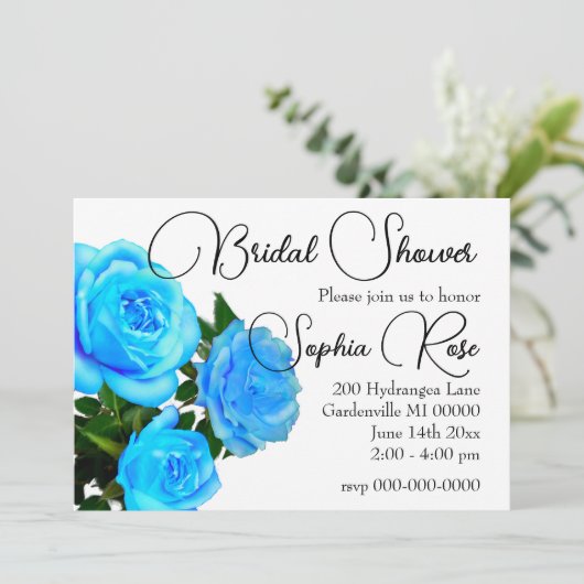 Elegant blauw bloemenblauw rozen blauw kaart (Staand voorkant)