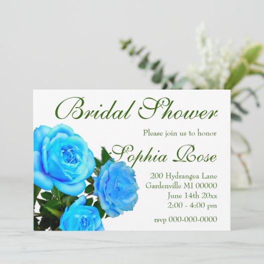 Elegant blauw bloemenblauw rozen blauw kaart (Staand voorkant)