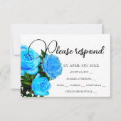 Elegant blauw bloemenblauw rozen blauw RSVP kaartje (Voorkant)