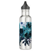 Elegant blauw bloemenboeket met naam waterfles  (Links)