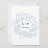 Elegant blauw Bloemenboog bruiloft Kaart (Achterkant)