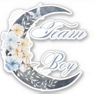 Elegant blauw bloemenchic Moon Team Boy baby showe Sticker