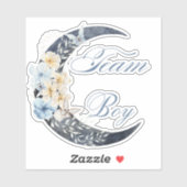 Elegant blauw bloemenchic Moon Team Boy baby showe Sticker (Vel)