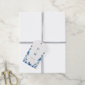 Elegant blauw bloemenChinoiserie Bruiloft monogram Cadeaulabel (Met Touw)