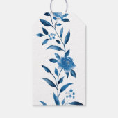 Elegant blauw bloemenChinoiserie Bruiloft monogram Cadeaulabel (Achterkant)