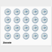 Elegant Blauw Bloemencirkel retouradres Ronde Sticker (Vel)