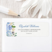 Elegant Blauw Bloemendecor Retouradres Label (Insitu)