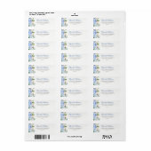 Elegant Blauw Bloemendecor Retouradres Label (Full Sheet)