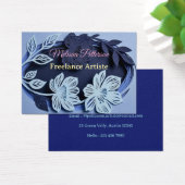 Elegant Blauw Bloemendesign Visitekaartje (Bureau)