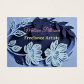 Elegant Blauw Bloemendesign Visitekaartje (Voorkant)
