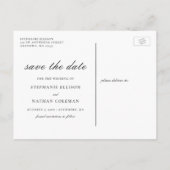 Elegant Blauw Bloemengroen Sla de datum op Aankondigingskaart (Achterkant)