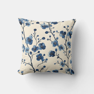 Elegant blauw bloemenkussen kussen