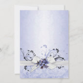 Elegant Blauw Bloemenlint Damask Bruiloft uitnodig Kaart (Achterkant)