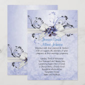 Elegant Blauw Bloemenlint Damask Bruiloft uitnodig Kaart (Voorkant / Achterkant)