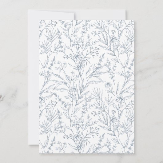 Elegant blauw bloemenpatroon bruiloft tafel nummer kaart (Achterkant)