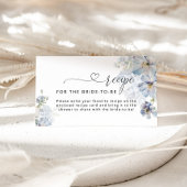 Elegant Blauw bloemenrecept voor de bruid om te zi Informatiekaartje